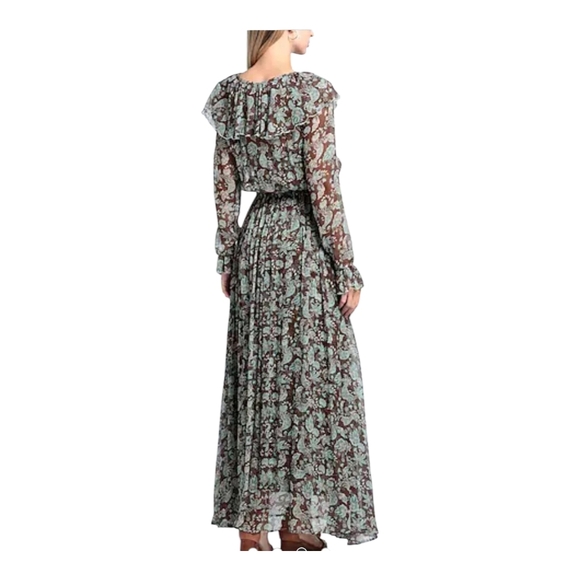 Alessia Zamattio Women's Calla Silk Maxi Dress Size 38 US 2 Brown Multi NWT - Picture 3 of 10